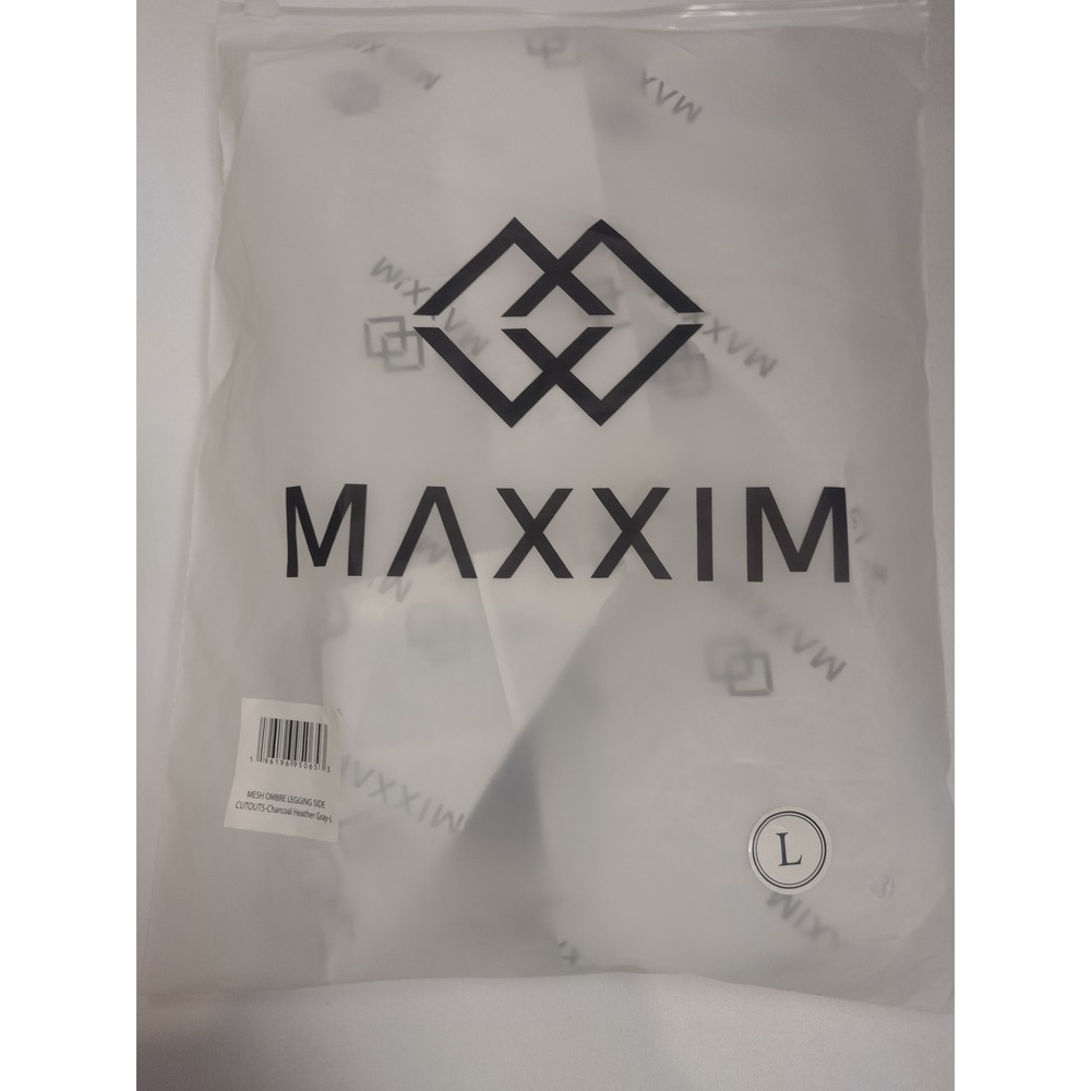 Maxxim Womens High Waist Seamless Ombre Mesh Cutout Leggings Charcoal Gray L - Picture 5 of 12